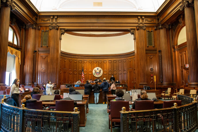 Nowell Academy students presenting at U.S. District Court